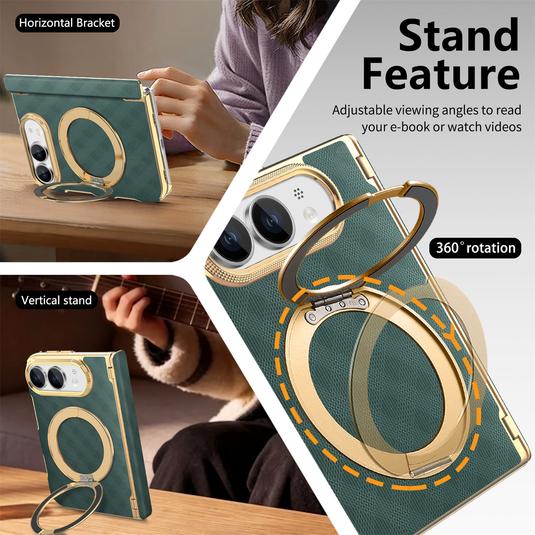 Apple iPhone Duo - PU Leather Magnetic Rotating Stand with Hinge Protection Back Cover