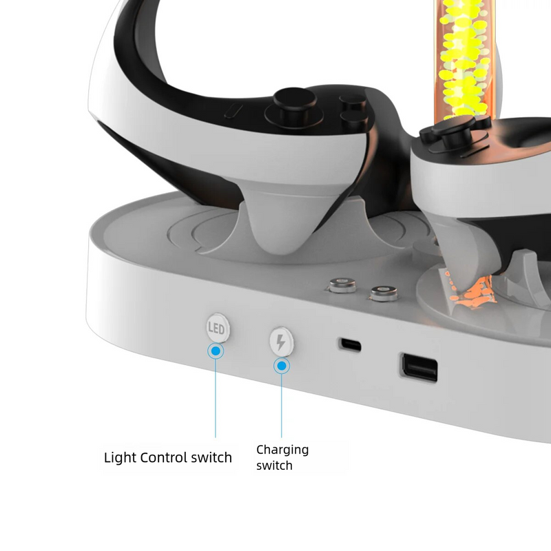 Load image into Gallery viewer, PlayStation PS VR 2 - Headset Charging Display Stand Dual Controller Charging Station with RGB Light Charger for PS5 - Polar Tech Australia
