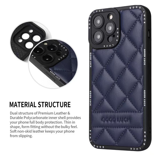 Apple iPhone 12/Pro/Pro Max Diamond Pattern Full-Body Shockproof Leather Phone Case