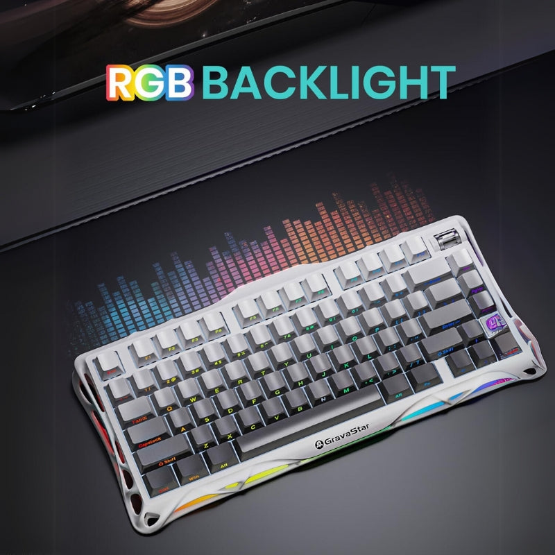 Load image into Gallery viewer, GravaStar K1 75% Wireless Mechanical Gaming Keyboard with RGB Backlit, Aluminum Alloy Exoskeleton Design, Gasket Custom Keyboard Hot-Swap Socket
