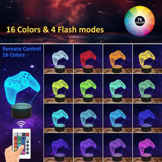 3D Gamepad Night Light Desk Lamps Kids Room Decor Best Festival Birthday Gifts for Game Fan