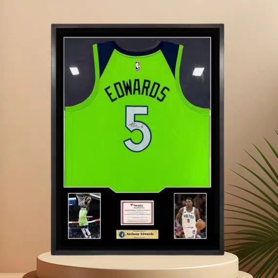 Load image into Gallery viewer, Anthony Edwards Minnesota Timberwolves Framed Jersey Display (60×80cm) – Facsimile Signature Edition - i-Station Mobile Phone &amp; Electronic Device Repair and Accessories

