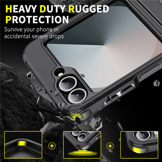 [Built-in Kickstand] Samsung Galaxy Z Flip7 - Rugged Shockproof Heavy Duty Series Case