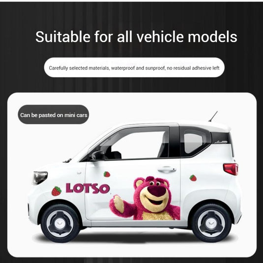 Cute Strawberry Bear Car Body Sticker – Self-Adhesive Kawaii Lotso PVC Soft Film For Car Decoration - i-Station Mobile Phone & Electronic Device Repair and Accessories