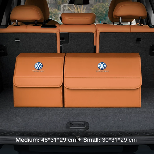 Volkswagen Microfiber Leather Car Trunk Storage Box for Tiguan, Golf, T-Roc, Amarok, Passat, Touareg, Taos, Atlas, ID.3, ID.4