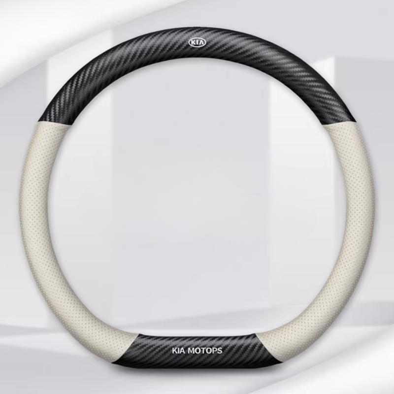 Load image into Gallery viewer, Kia Nappa &amp; Carbon Fiber Car Steering Wheel Covers for K3, K5, K2, Sonet, Sportage, Seltos, KX3, Stonic, K4, KX5, Pegas, EV5
