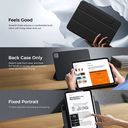 [Detachable][Buil-in Pen Slot] Apple iPad 7/8/9 10.2'' 7/8/9th Gen (2019/2020/2021) Magnetic Acrylic Back Flip Tablet Case