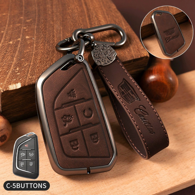 Load image into Gallery viewer, Cadillac Crazy Horse Leather Car Key Fob Case Cover For XT5, XT4, XT6, CT4, CT5, CT6, ATS-L, XTS, TS-L - i-Station Mobile Phone &amp; Electronic Device Repair and Accessories
