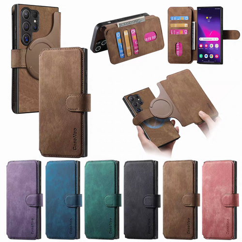 [Magsafe Compatible][Detachable] Samsung Galaxy S21 /Plus /Ultra /FE Leather Flip Shockproof Wallet Series Case With Card Slot