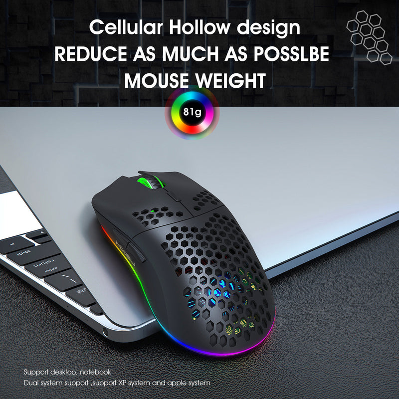 Load image into Gallery viewer, Wireless Lightweight RGB Gaming Mouse With Honeycomb Shell 6 Programmable Buttons
