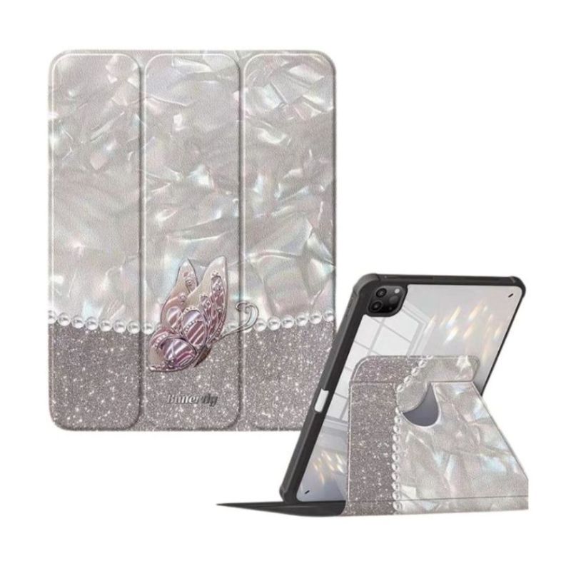 Load image into Gallery viewer, [With Pen Slot] Apple iPad Pro 7th 11&quot; (2024) - 360 Degree Shiny Luxury Butterfly Fashion-Forward Series Case
