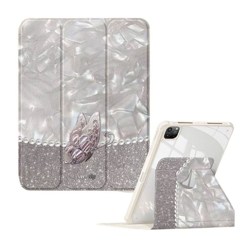 Load image into Gallery viewer, [With Pen Slot] Apple iPad 7th/8th/9th Gen (2019/2020/2021) 10.2&quot; - 360 Degree Shiny Luxury Butterfly Fashion-Forward Series Case
