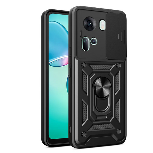 [Built-in Ring Bracket] Oppo Reno12/Pro 360 Degree Rotatable Metal Ring Outdoor Protective Case With 1 Piece Tempered Glass Film