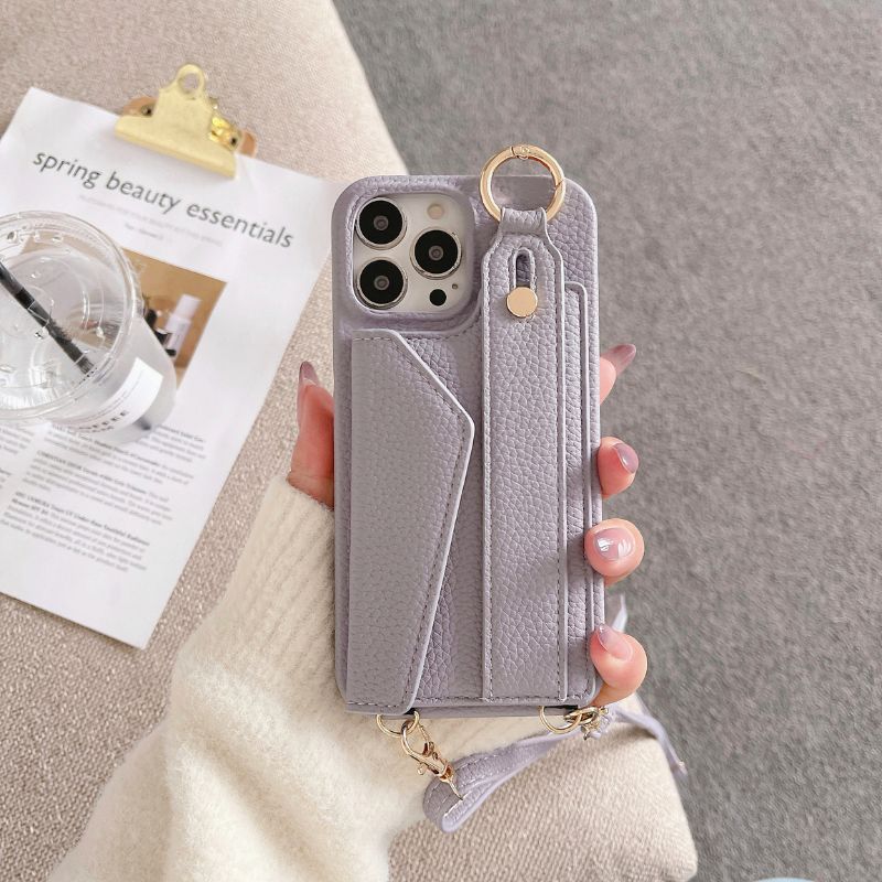 Load image into Gallery viewer, [With Card Slot] Apple iPhone 13/Mini/Pro/Max PC + PU Envelope Leather Wallet Case With Wrist &amp; Shoulder Strap
