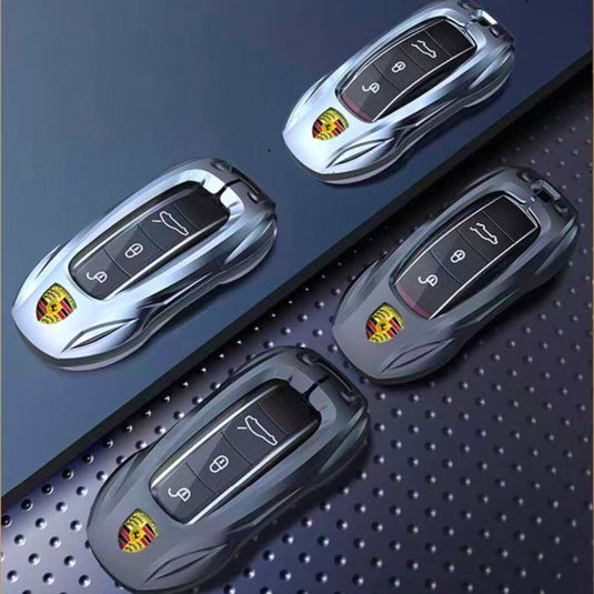 Porsche Stylish Metal Car Key Fob Case Cover For Cayenne, Macan, Panamera, Taycan, 718, 911