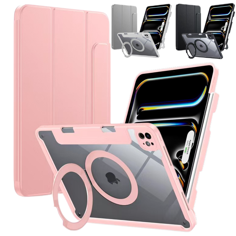 Load image into Gallery viewer, [Detachable][Buil-in Pen Slot] Apple iPad Pro 12.9-inch 4/5/6th Gen (2020/2021/2022) Magnetic Acrylic Back Flip Tablet Case
