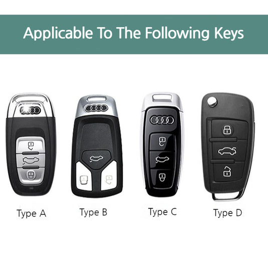 Audi Aluminum Alloy Leather Car Key Fob Case Cover For A6L, A4L, Q5L, A3L, Q3, Q2L, A5, A7L, Q7, A8, Q4 e-tron - i-Station Mobile Phone & Electronic Device Repair and Accessories