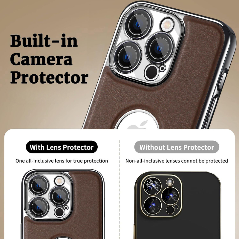 Load image into Gallery viewer, [With Camera Protector] Apple iPhone 15/Pro/Pro Max - Business Electroplated Leather Heat Dissipation Shockproof Case
