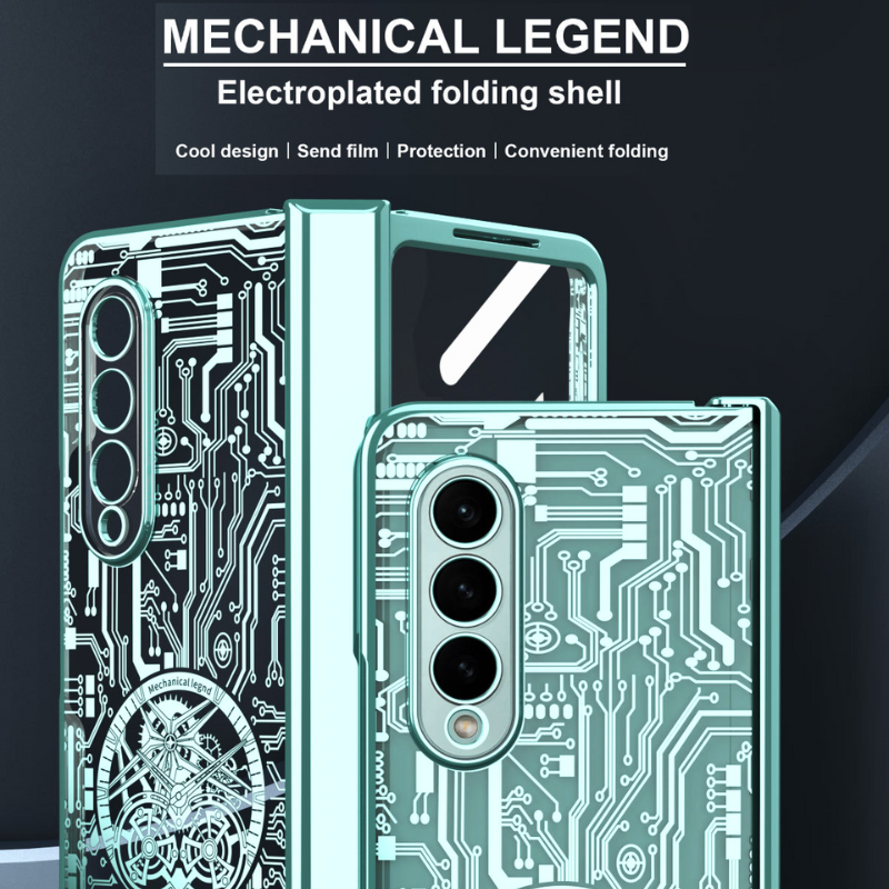 [Built-in Screen Protector] Samsung Galaxy Z Fold 3 SM-F926 Electroplated Mechanical Gear Full-cover Fashion-Forward Series Case - i-Station Mobile Phone & Electronic Device Repair and Accessories
