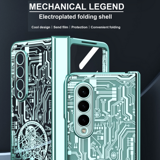 [Built-in Screen Protector] Samsung Galaxy Z Fold 5 SM-F946 Electroplated Mechanical Gear Full-cover Fashion-Forward Series Case