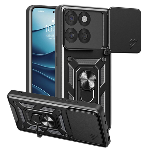[Built-in Ring Bracket][Slide Lens Cover] Motorola Moto Edge 60 Fusion - Shield Shockproof Rugged Heavy Duty Case