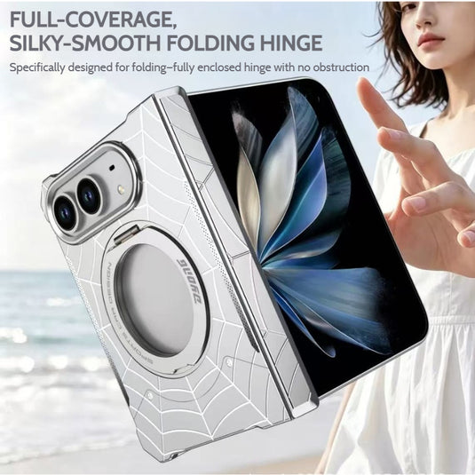 Apple iPhone Duo Frameless Mecha Metal Spiderman Rotating Magnetic Stand Case