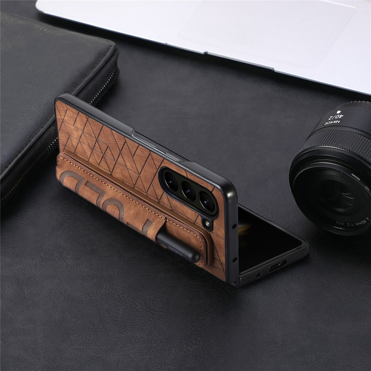 [With Pen Slot] Samsung Galaxy Z Fold4 (SM-F936) Foldable Vegan Leather Shockproof Case - i-Station Mobile Phone & Electronic Device Repair and Accessories