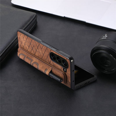 [With Pen Slot] Samsung Galaxy Z Fold4 (SM-F936) Foldable Vegan Leather Shockproof Case - i-Station Mobile Phone & Electronic Device Repair and Accessories