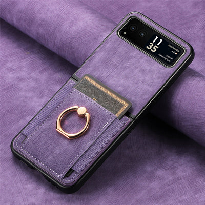 [With Ring Bracket] Motorola Moto Razr 60 PU Vegan Leather Card Slot Protective Case - i-Station Mobile Phone & Electronic Device Repair and Accessories