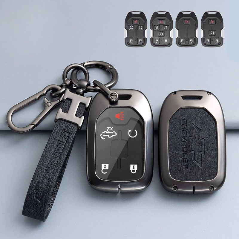 Load image into Gallery viewer, Chevrolet Zinc Alloy + PU Leather Car Key Fob Case Cover For Cavalier, Malibu, Cruze, Trax, Monza, Sail
