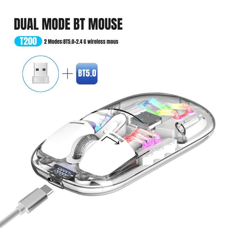 Load image into Gallery viewer, Wireless Dual-Mode RGB Bluetooth Lightweight Noise-Fre Mouse Ergonomic Universal Hots Clear Shell Gaming Mouse
