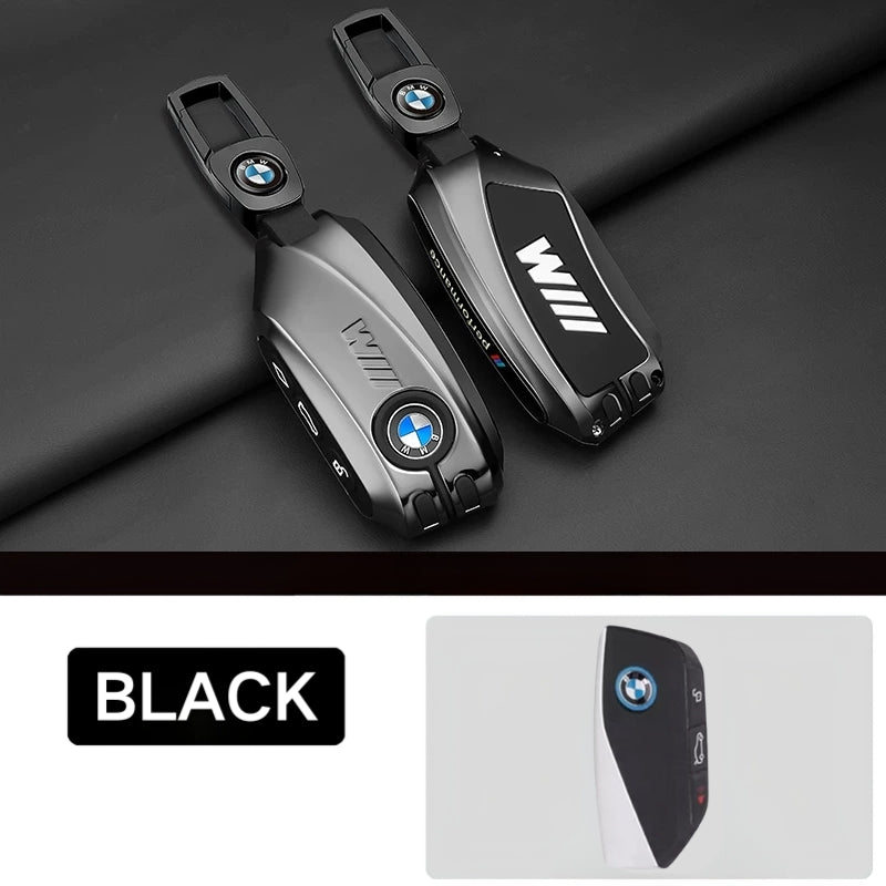 Load image into Gallery viewer, BMW Premium Leather Protection Car Key Fob Case Cover For BMW 5 Series (530), 3 Series (330Li), 7 Series, X1, X3, X5, iX3 (2026)
