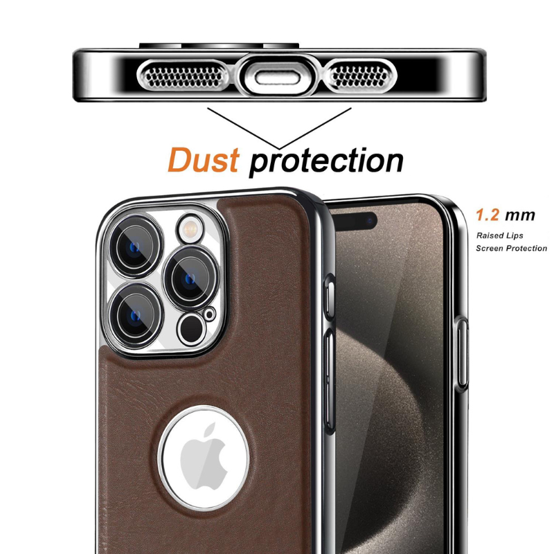 Load image into Gallery viewer, [With Camera Protector] Apple iPhone 15/Pro/Pro Max - Business Electroplated Leather Heat Dissipation Shockproof Case
