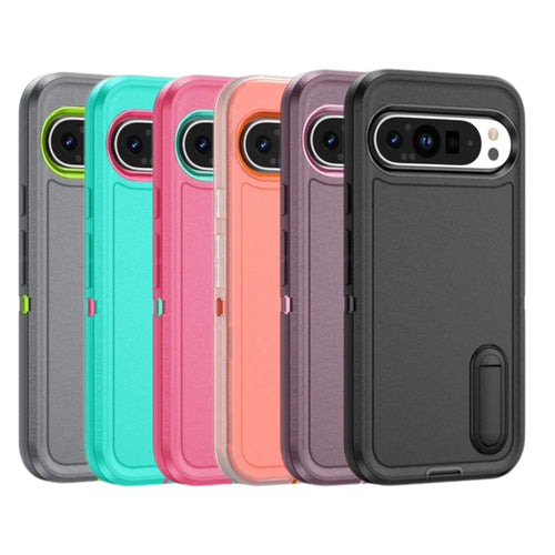 Google Pixel 9/Pro/Pro XL - PC+Silicone Stylish Shockproof Protective Case with Stand