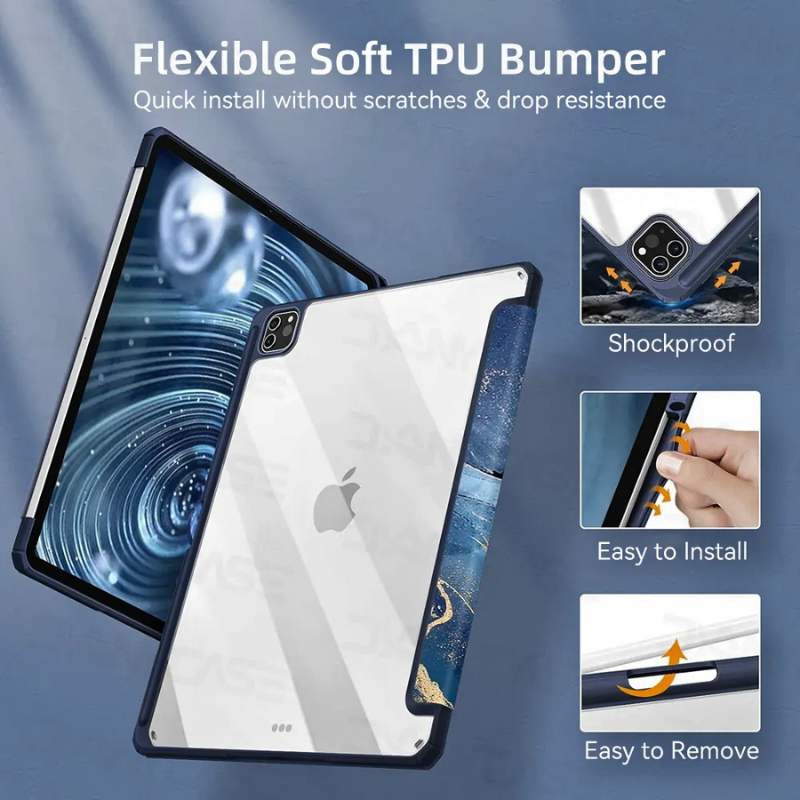 Load image into Gallery viewer, Apple iPad Mini 5 7.9&#39;&#39; 5th Gen (2019) Painted Marble Transparent Acrylic Flip Case With Pen Slot
