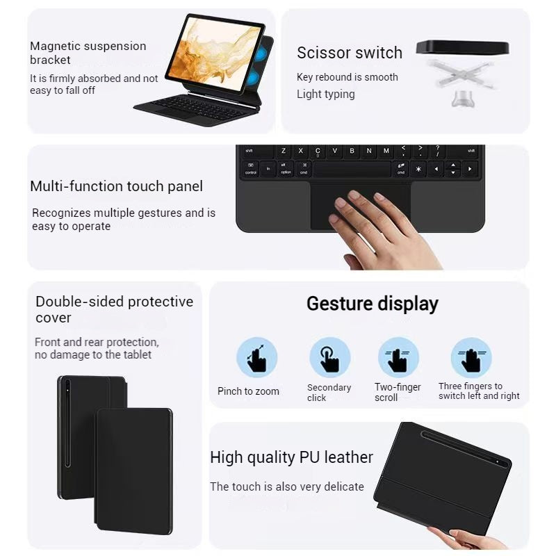 Load image into Gallery viewer, [Magic Keybord] Samsung S9/FE/Plus/FE Plus - Precision Multi-Touch Trackpad Magnetic Smart Wireless Keyboard Case With Backlit Keys
