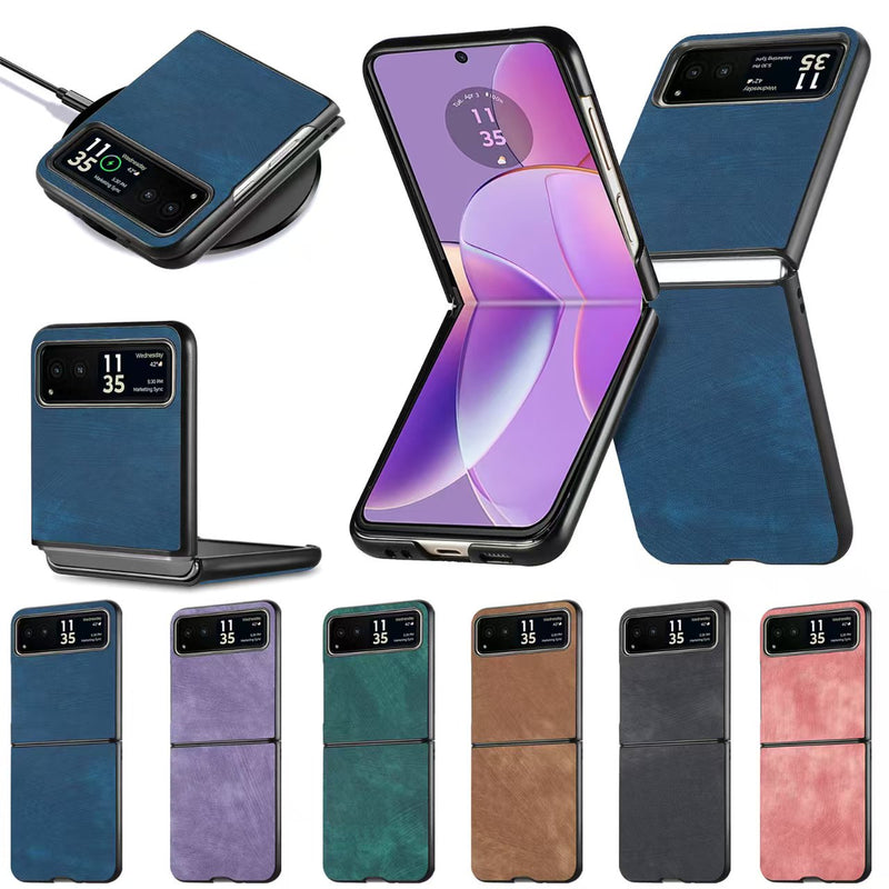 Load image into Gallery viewer, Motorola Moto Razr 40/Ultra PU Minimalist Flip Genuine Leather Series Case
