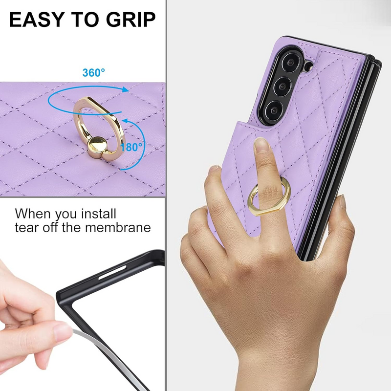 Load image into Gallery viewer, [With Card Slot] Samsung Galaxy Z Fold6 (SM-F956) - Diamond Pattern Folding Ring Wallet Series Case
