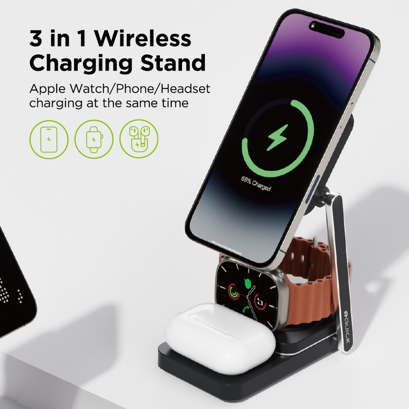 Load image into Gallery viewer, iQuick Twig T6 3 in 1 Foldable Wireless Charger Stand
