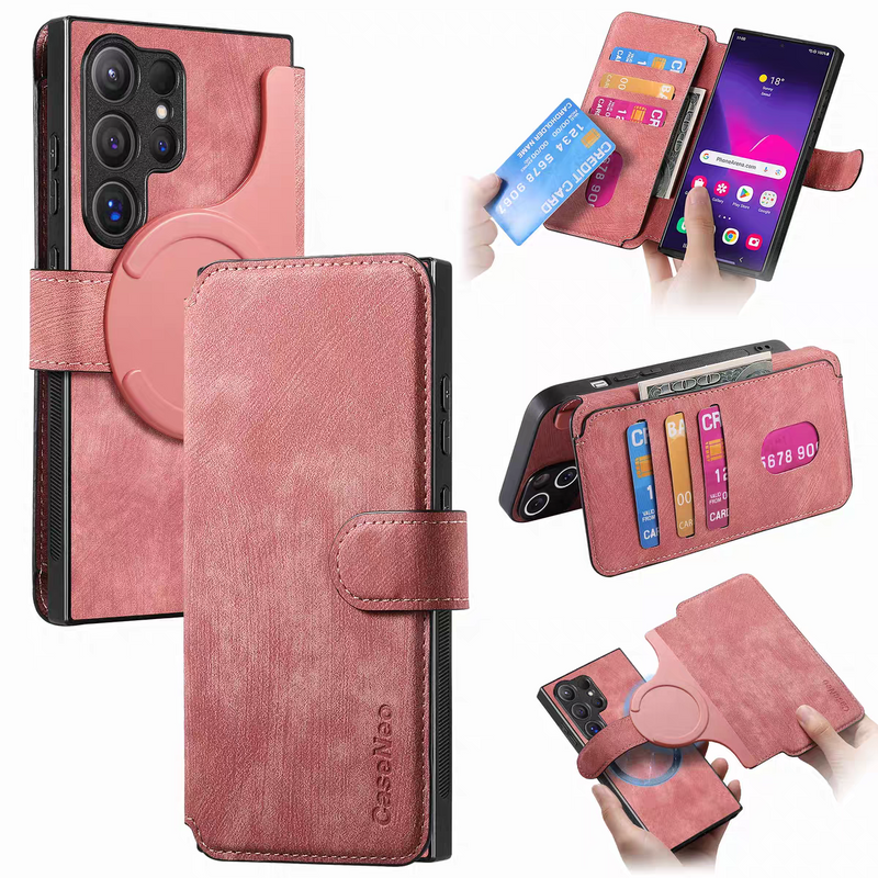 Load image into Gallery viewer, [Magsafe Compatible][Detachable] Samsung Galaxy S21 /Plus /Ultra /FE Leather Flip Shockproof Wallet Series Case With Card Slot
