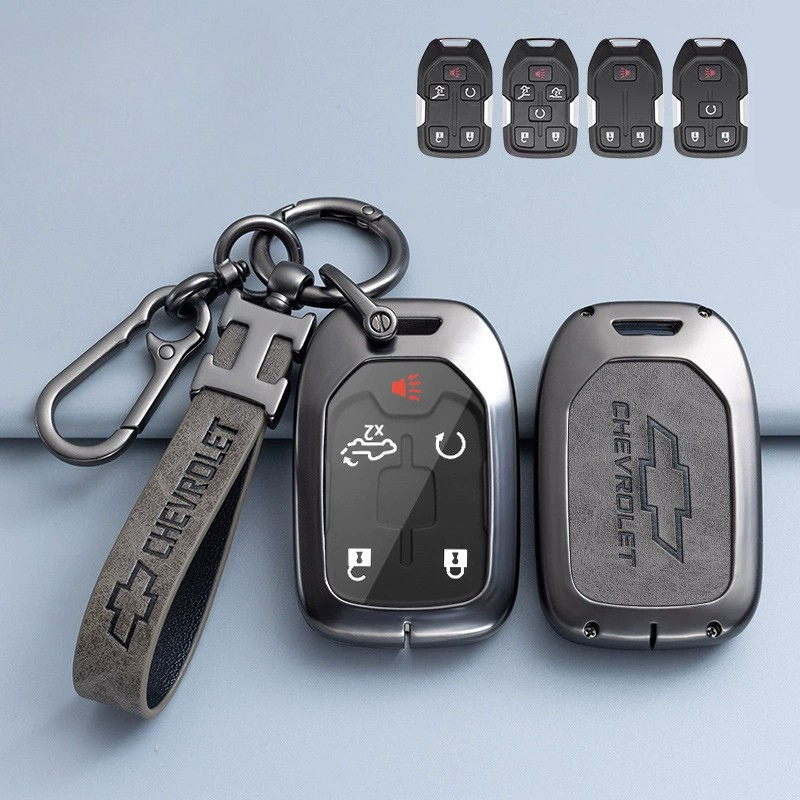 Load image into Gallery viewer, Chevrolet Zinc Alloy + PU Leather Car Key Fob Case Cover For Cavalier, Malibu, Cruze, Trax, Monza, Sail
