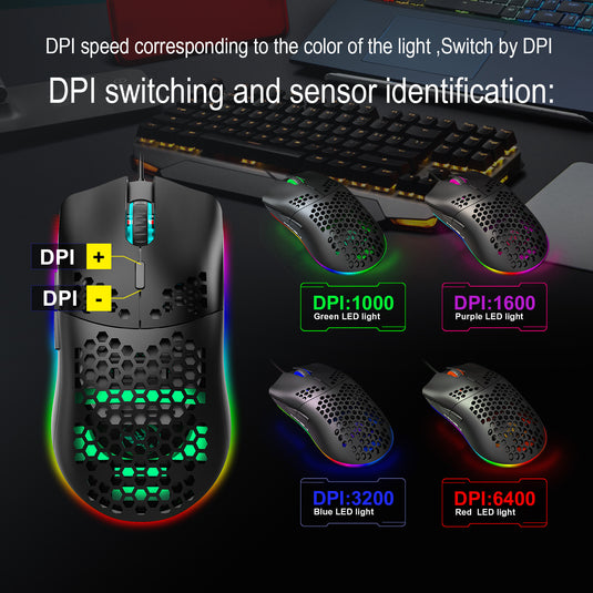 Silence Lightweight Wire Programmable Mouse Gaming Mouse Silence - 6400 DPI