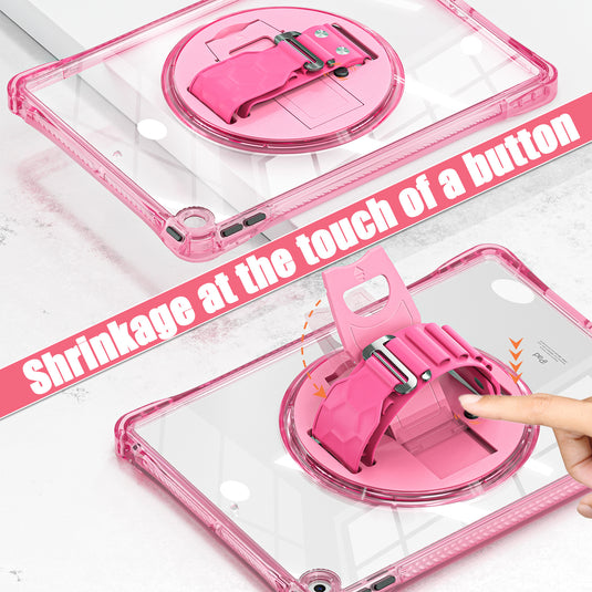 [Built-in Stand][With Wrist Strap] Apple iPad 7/8/9 10.2'' 7/8/9th Gen (2019/2020/2021) Acrylic Transparent Waterproof Heavy Duty Ring Holder Stand Case