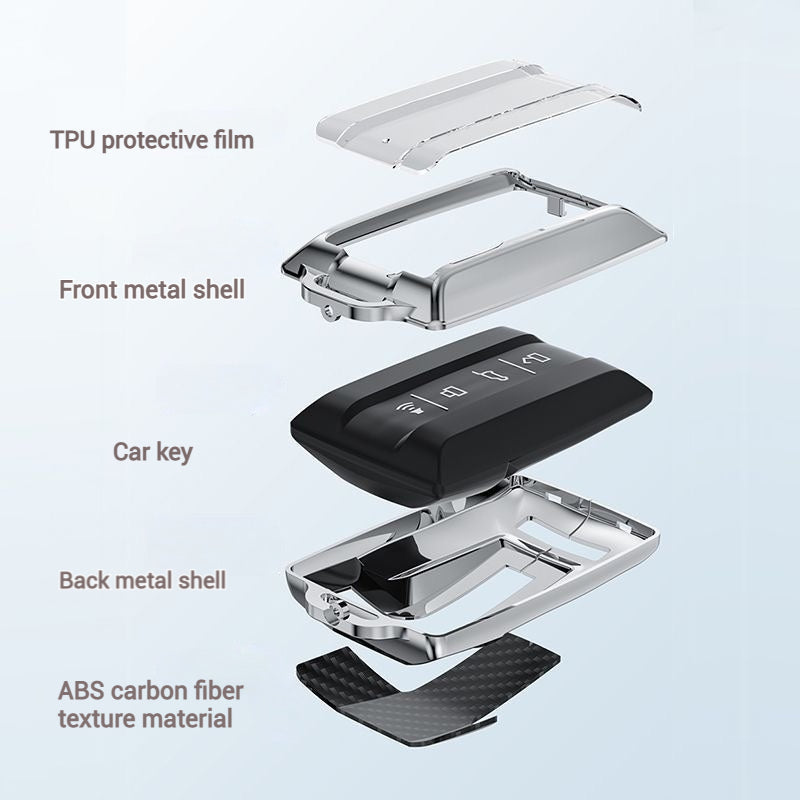 Load image into Gallery viewer, Great Wall Zinc Alloy + Carbon Fiber Texture Car Key Fob Case Cover For Tank 300, 400, 500
