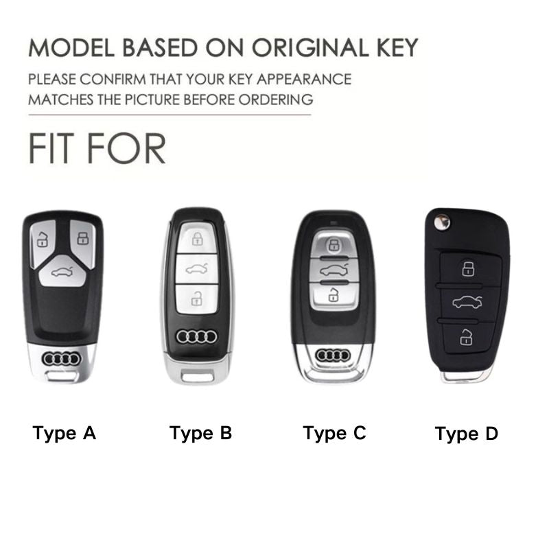 Load image into Gallery viewer, Audi Zinc Alloy + Carbon Fiber Texture Car Key Fob Case Cover For A3, A4, A5, A6, Q2, Q3, Q5, Q7, Q8, e-tron
