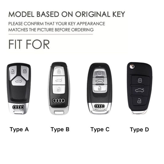Audi Zinc Alloy + Carbon Fiber Texture Car Key Fob Case Cover For A3, A4, A5, A6, Q2, Q3, Q5, Q7, Q8, e-tron