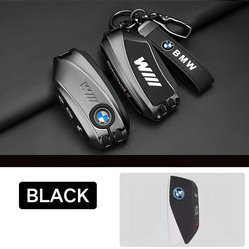 Load image into Gallery viewer, BMW Premium Leather Protection Car Key Fob Case Cover For BMW 5 Series (530), 3 Series (330Li), 7 Series, X1, X3, X5, iX3 (2026)
