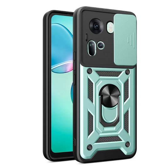 [Built-in Ring Bracket] Oppo Reno12/Pro 360 Degree Rotatable Metal Ring Outdoor Protective Case With 1 Piece Tempered Glass Film