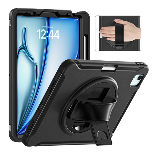 [Built-in Stand][With Wrist Strap] Apple iPad Air 6 11'' 6th Gen (2024) TPU Full-body Heavy Duty Ring Holder Stand Case