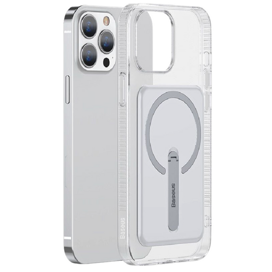 [Built-in Stand][Magsafe Compatible] Apple iPhone 13/Pro Max Baseus Silicone Transparent Essentials Series Case